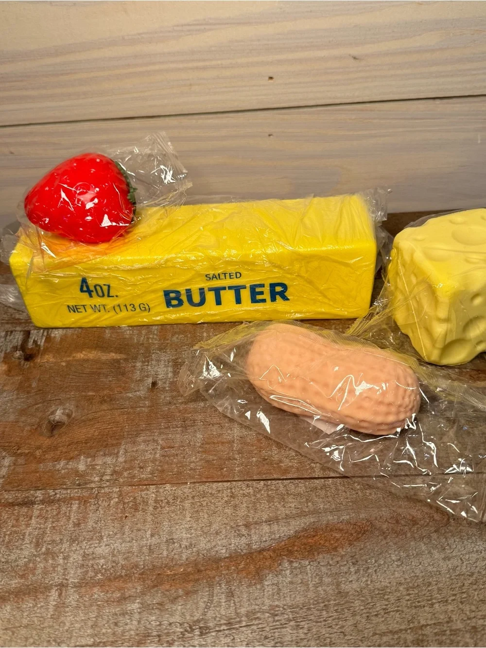 Squishy Toy lot Of 4  Butter Cheese Strawberry Peanut Slow Rise Fidget Toys